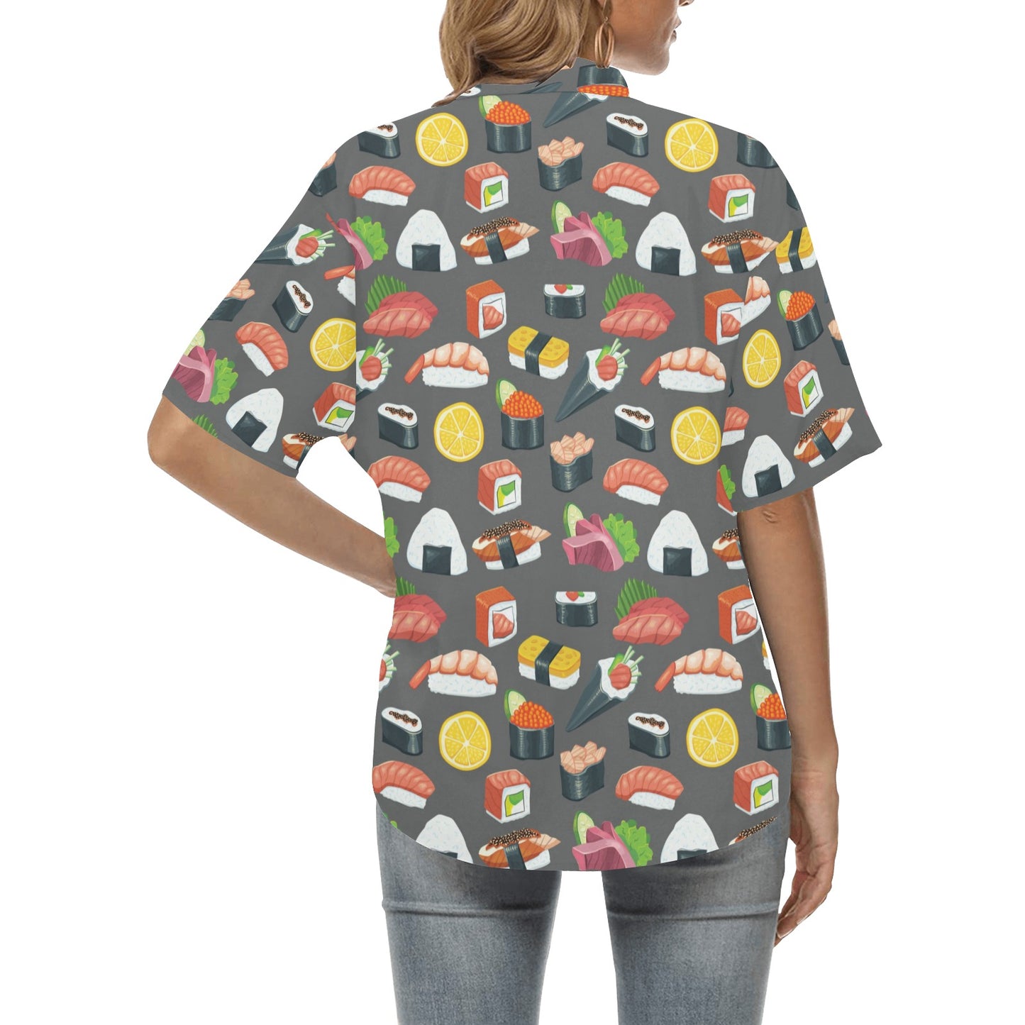 Sushi Print Design LKS302 Women's Hawaiian Shirt