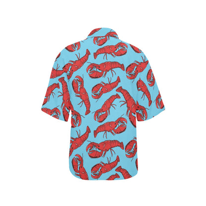 Lobster Red Pattern Print Design 03 Women's Hawaiian Shirt
