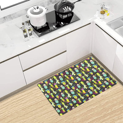 Cactus Neon Style Print Pattern Kitchen Mat