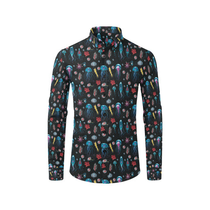 Jellyfish Underwater Print Men's Long Sleeve Shirt