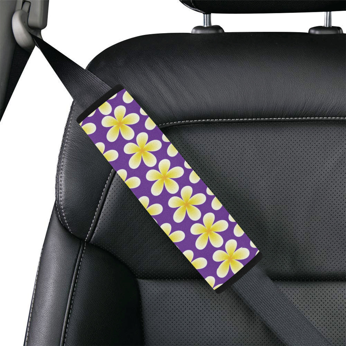 Yellow Plumeria Pattern Print Design PM05 Car Seat Belt Cover