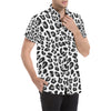 Snow Leopard Skin Print Men's Short Sleeve Button Up Shirt