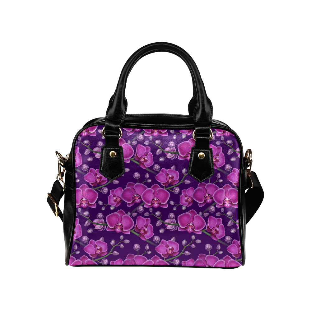 Orchid Pattern Print Design A03 Shoulder Handbag