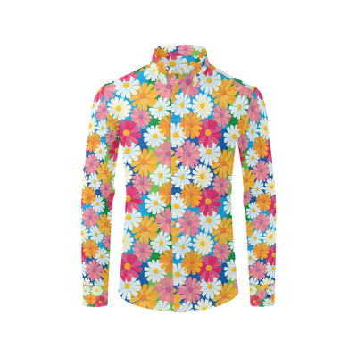 Daisy Pattern Print Design DS05 Men's Long Sleeve Shirt