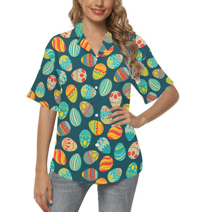 Easter Eggs Pattern Print Design RB09 Women's Hawaiian Shirt