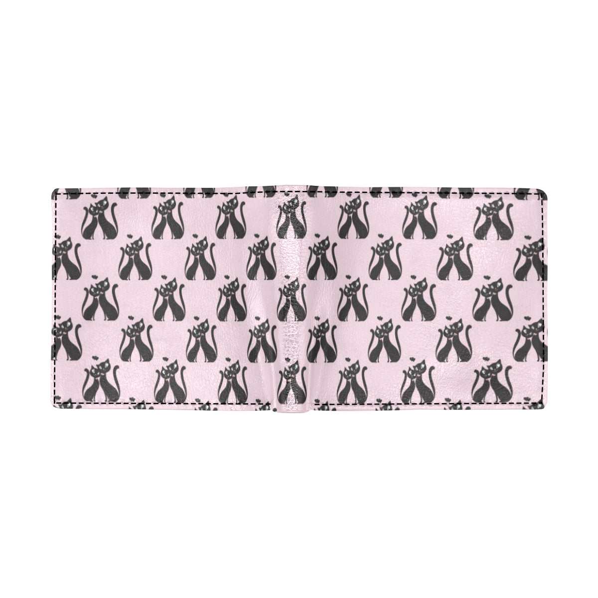 Black Cat Pattern Print Design 01 Men's ID Card Wallet