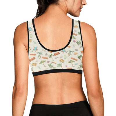 Beach Themed Pattern Print Design 05 Sports Bra