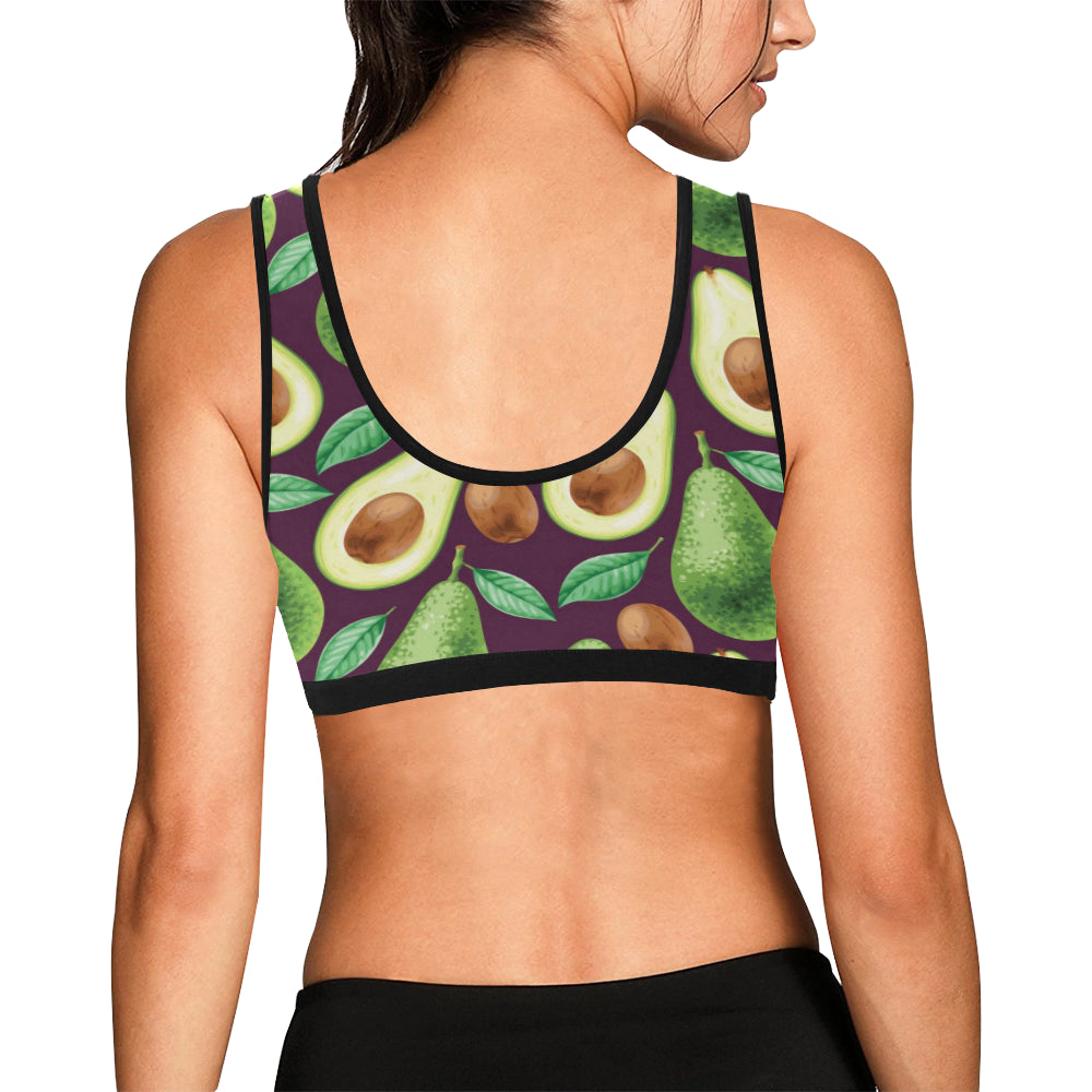 Avocado Pattern Print Design AC08 Sports Bra