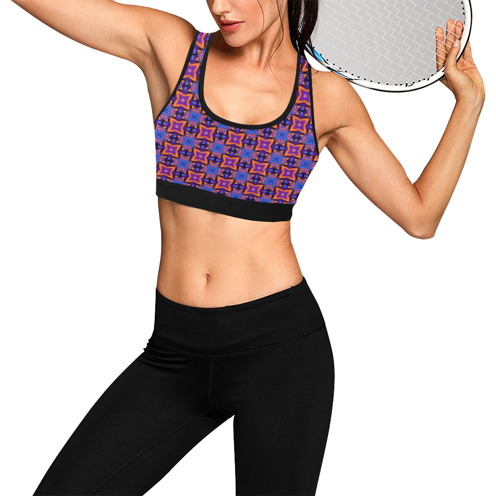 kaleidoscope Purple Orange Print Design Sports Bra