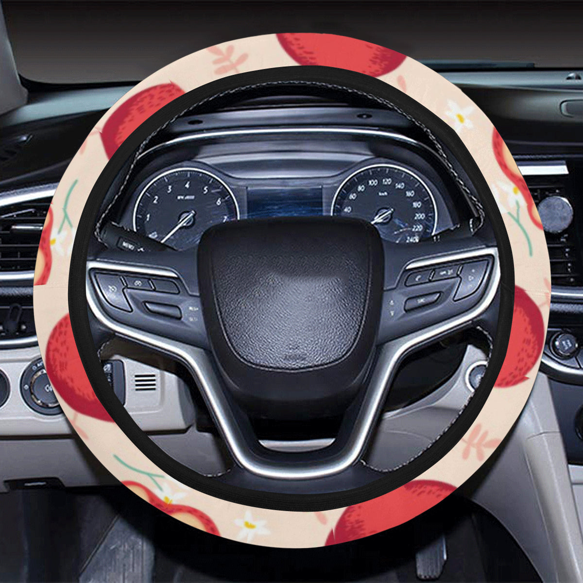 Apple Pattern Print Design AP06 Steering Wheel Cover with Elastic Edge