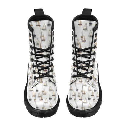 Sailboat Paint Pattern Print Design LKS307 Women's Boots