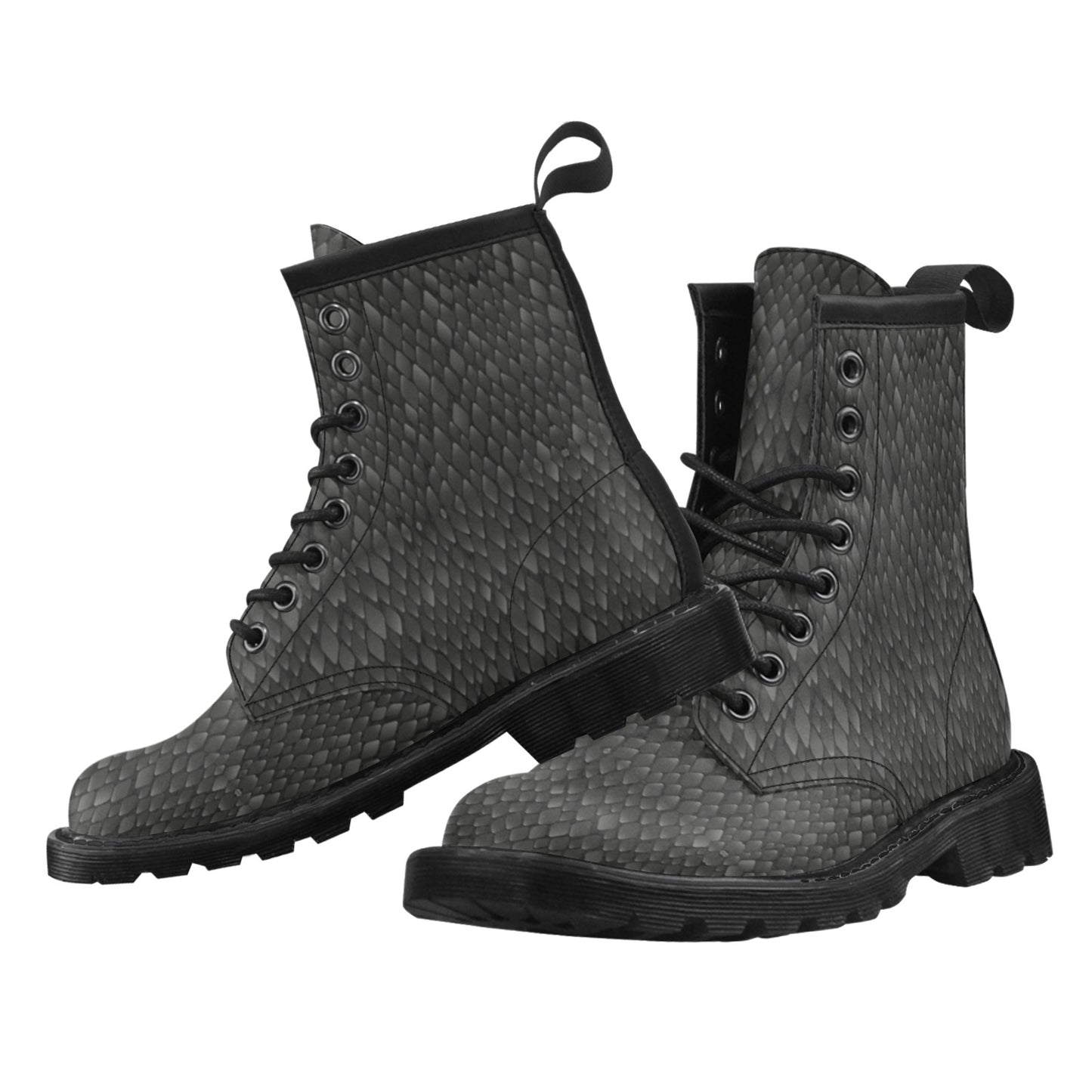 Snake Skin Black Print Women's Boots