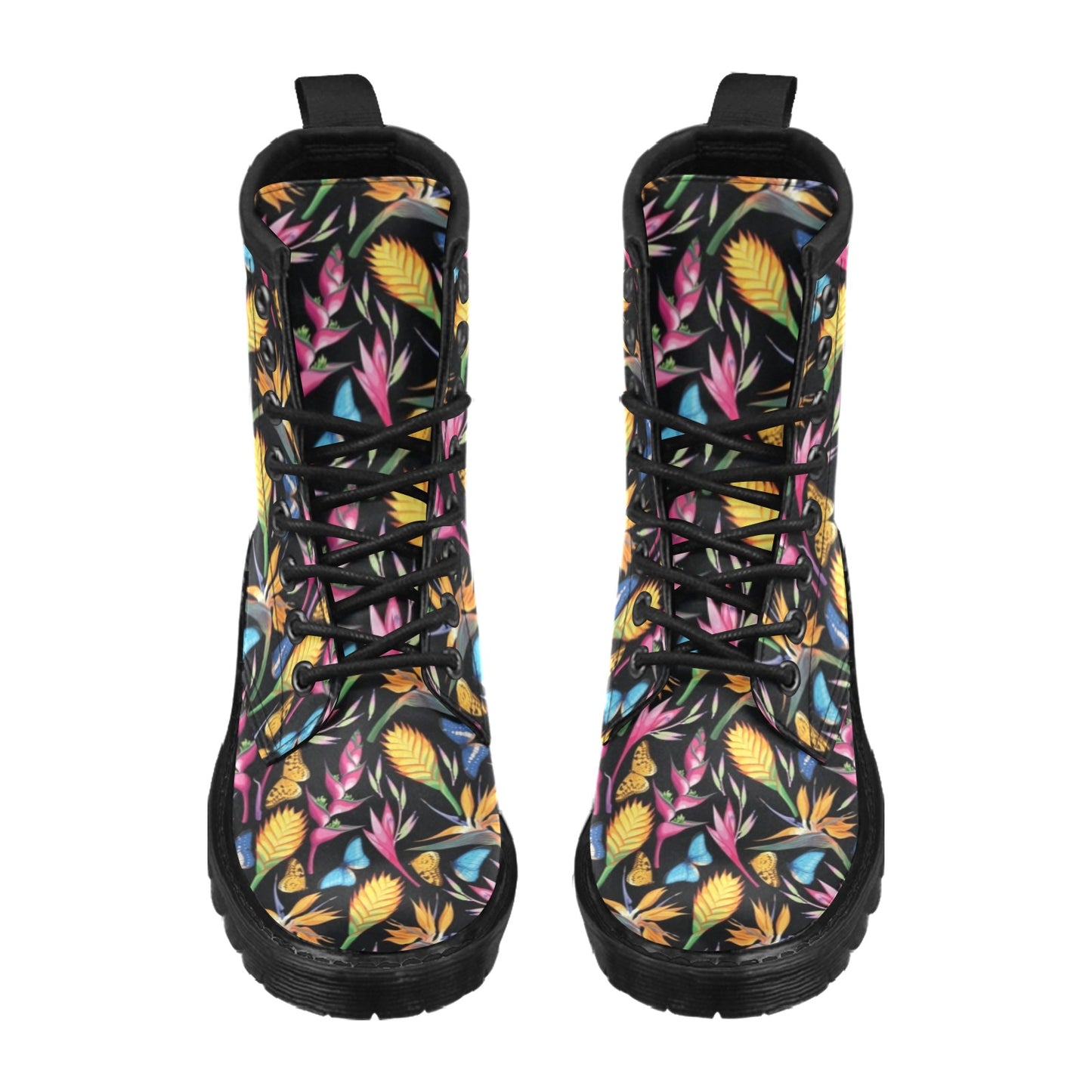 Tropical Flower Pattern Print Design TF016 Women's Boots