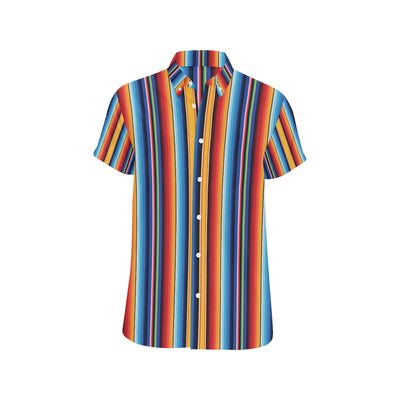 Mexican Blanket Stripe Print Pattern Men's Short Sleeve Button Up Shirt