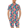 Red Hibiscus Pattern Print Design HB02 Men's Romper