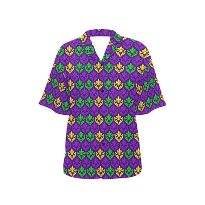 Mardi Gras Pattern Print Design 02 Women's Hawaiian Shirt