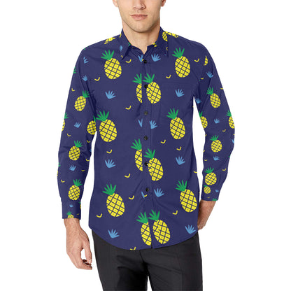 Pineapple Pattern Print Design A01 Men's Long Sleeve Shirt