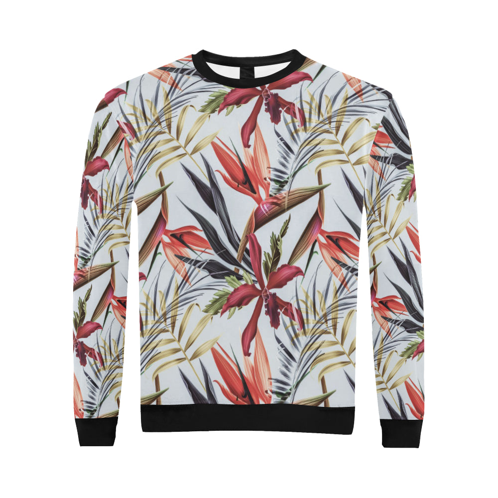 Tropical Flower Pattern Print Design TF021 Men Long Sleeve Sweatshirt