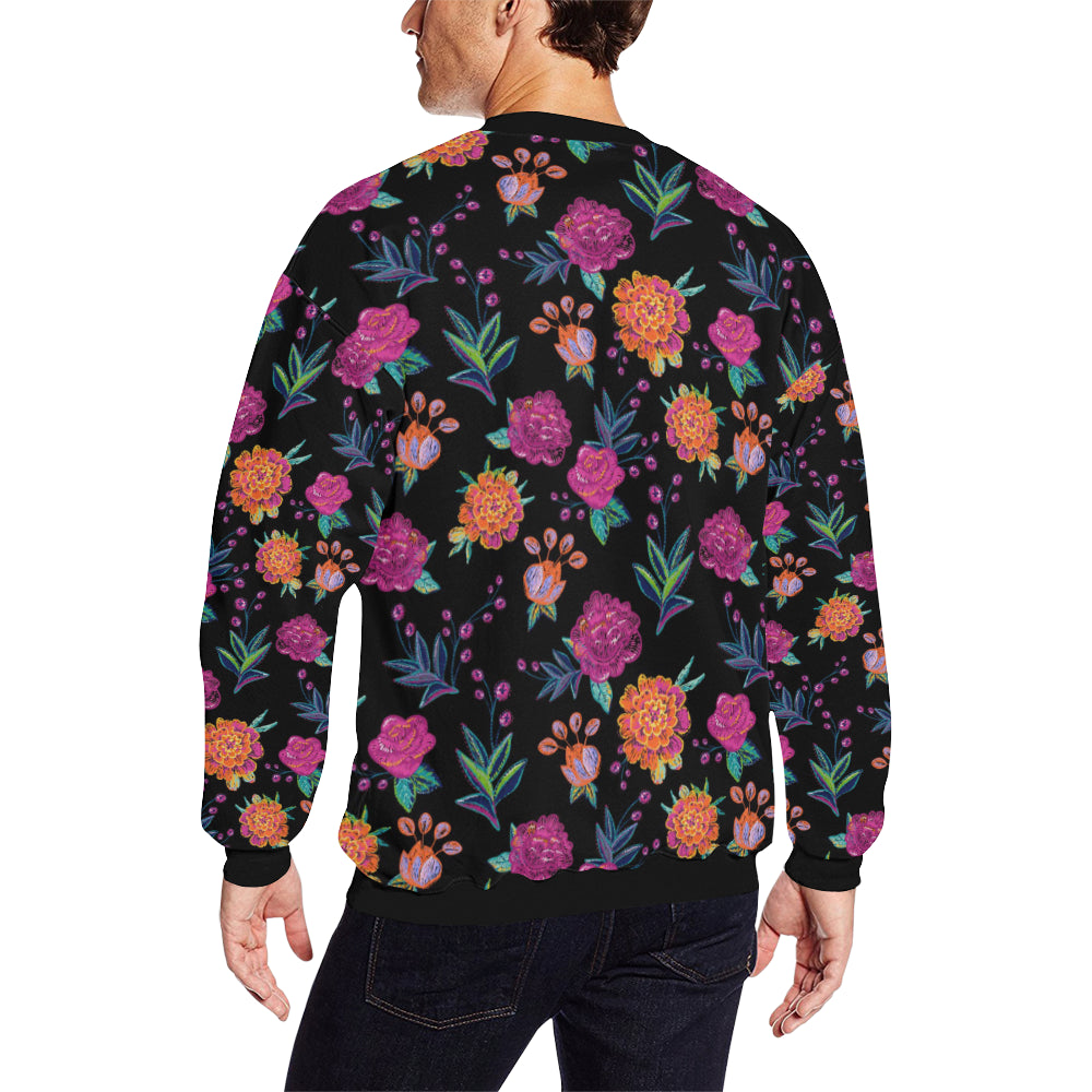 Marigold Pattern Print Design MR02 Men Long Sleeve Sweatshirt