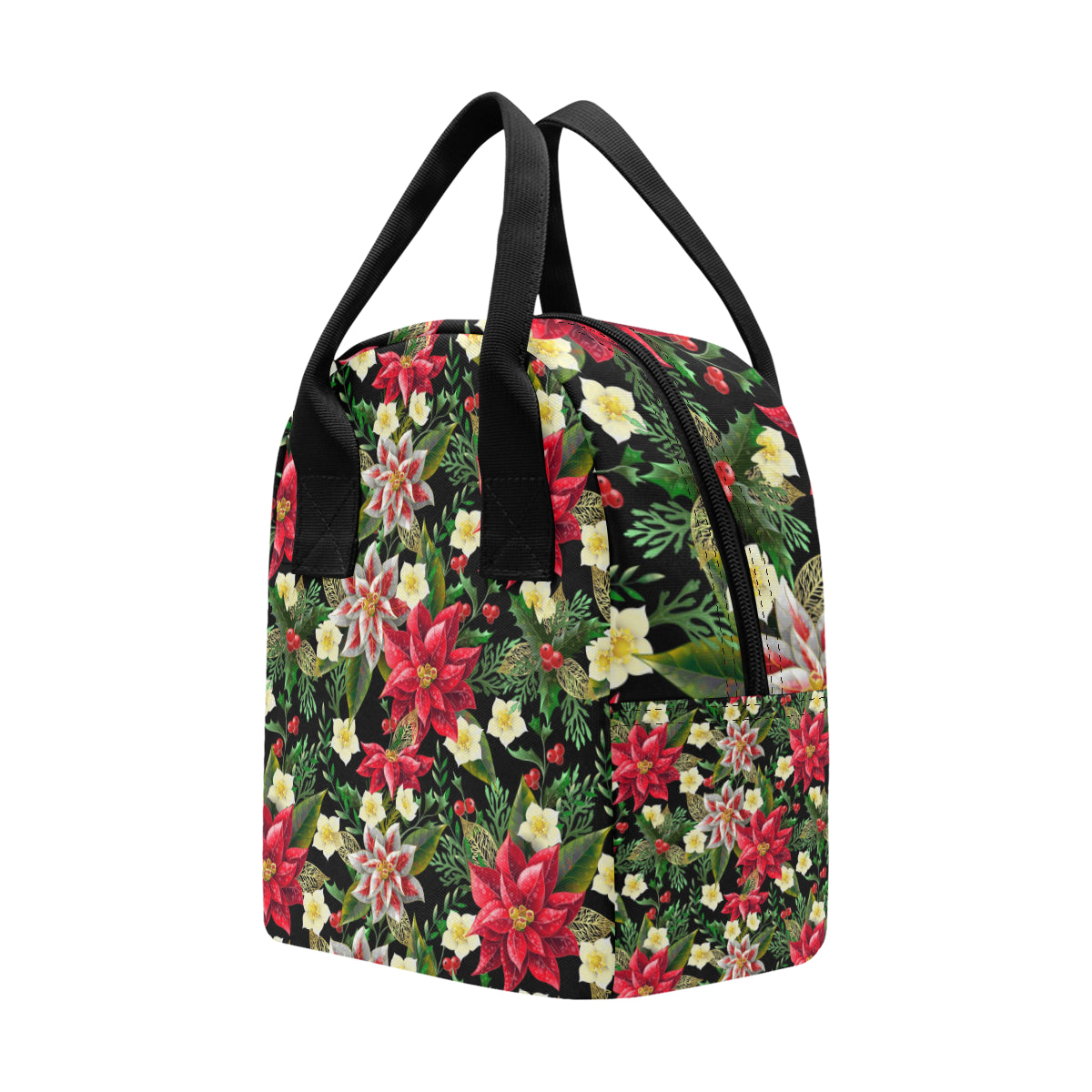 Poinsettia Pattern Print Design POT05 Insulated Lunch Bag