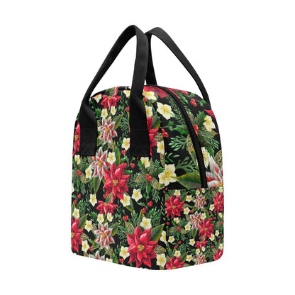 Poinsettia Pattern Print Design POT05 Insulated Lunch Bag