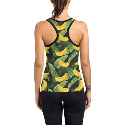 Banana Pattern Print Design BA01 Women's Racerback Tank Top