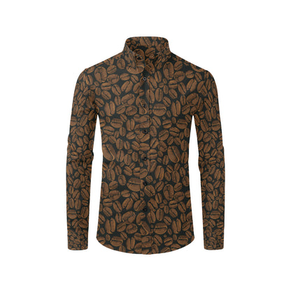 Coffee Pattern Print Design 01 Men's Long Sleeve Shirt