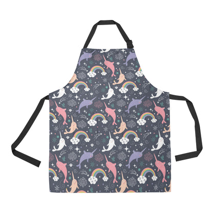 Narwhal Pattern Print Design 01 Apron with Pocket