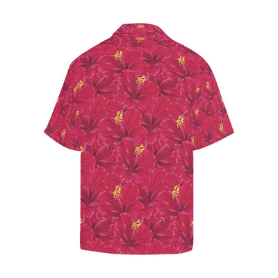 Hibiscus Red Pattern Print LKS308 Men's Hawaiian Shirt