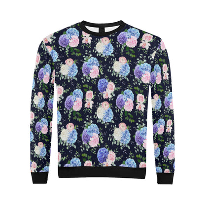 Hydrangea Pattern Print Design HD01 Men Long Sleeve Sweatshirt