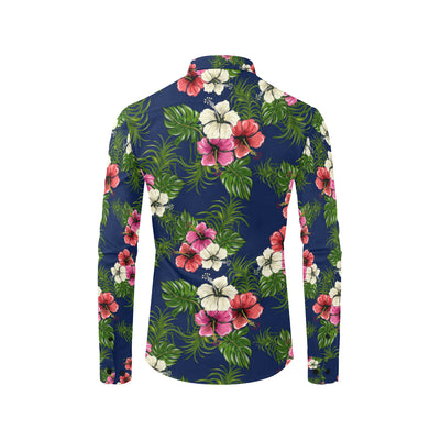 Hibiscus Pattern Print Design HB028 Men's Long Sleeve Shirt