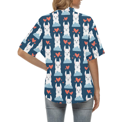 Alpaca Love Pattern Print Design 05 Women's Hawaiian Shirt