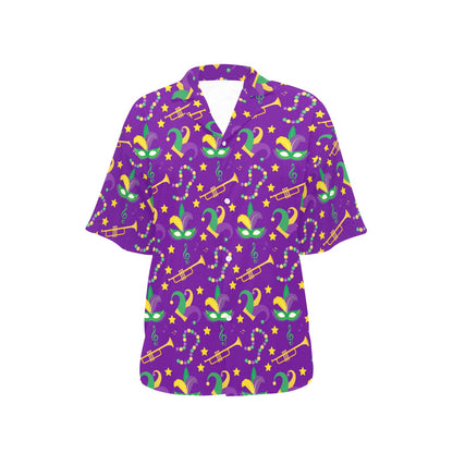 Mardi Gras Pattern Print Design 06 Women's Hawaiian Shirt