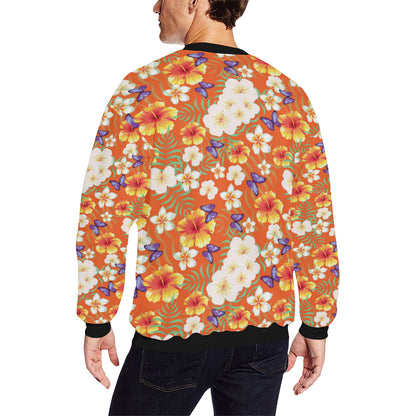 Tropical Flower Pattern Print Design TF027 Men Long Sleeve Sweatshirt