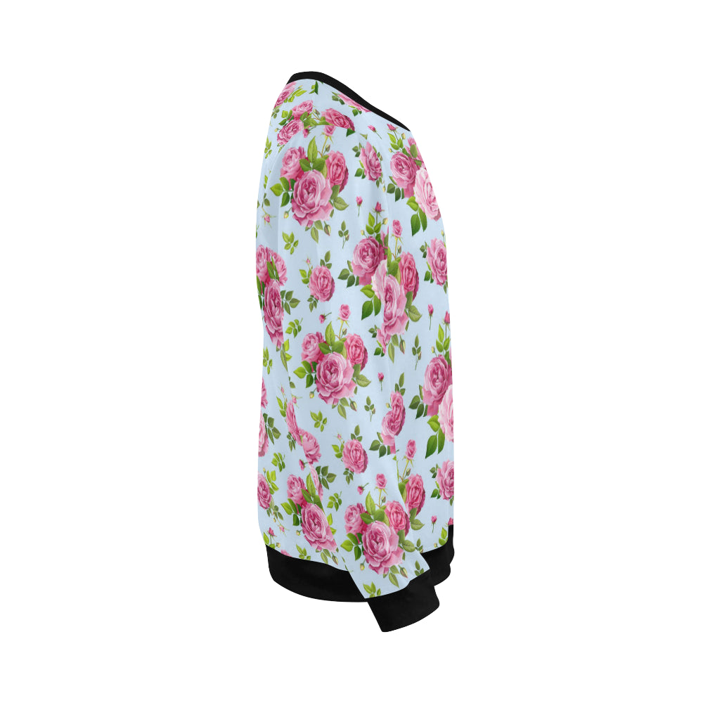 Rose Pink Pattern Print Design RO08 Men Long Sleeve Sweatshirt