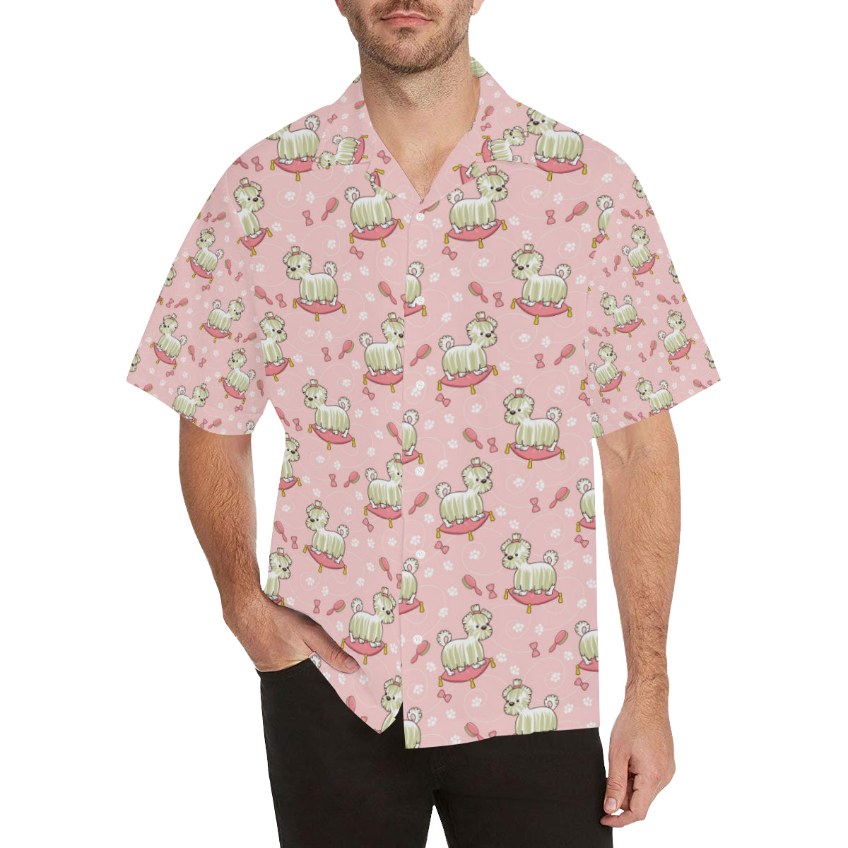 Bichons Frise Pattern Print Design 01 Men's Hawaiian Shirt