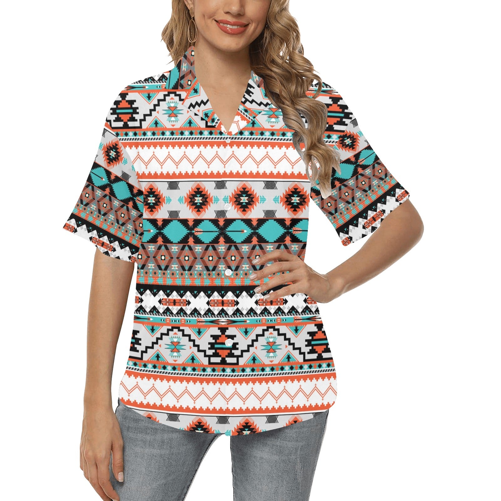 Tribal Aztec Indians pattern Women's Hawaiian Shirt