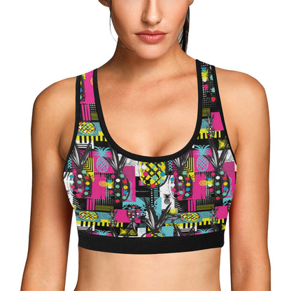 Pop Art Pineapple Pattern Print Design A02 Sports Bra