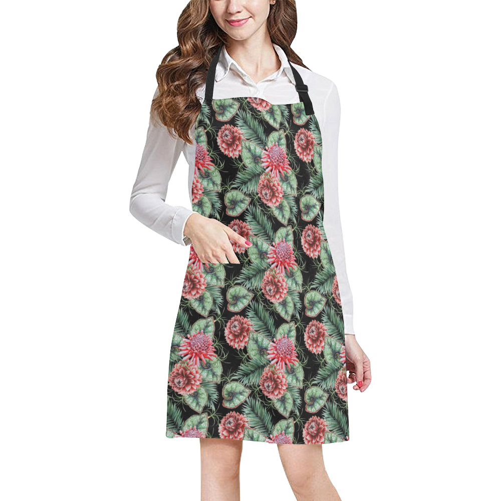 Dahlia Pattern Print Design DH06 Apron with Pocket
