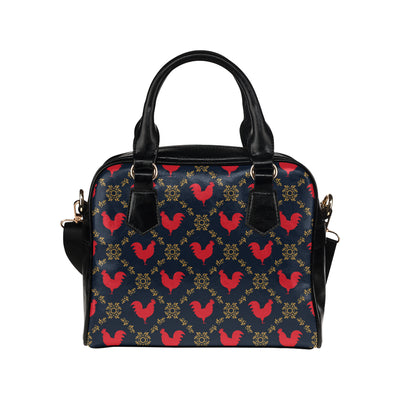 Rooster Pattern Print Design A02 Shoulder Handbag