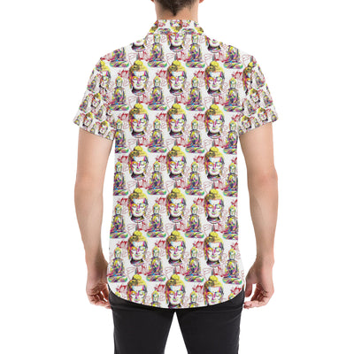 Buddha Pattern Print Design 06 Men's Short Sleeve Button Up Shirt