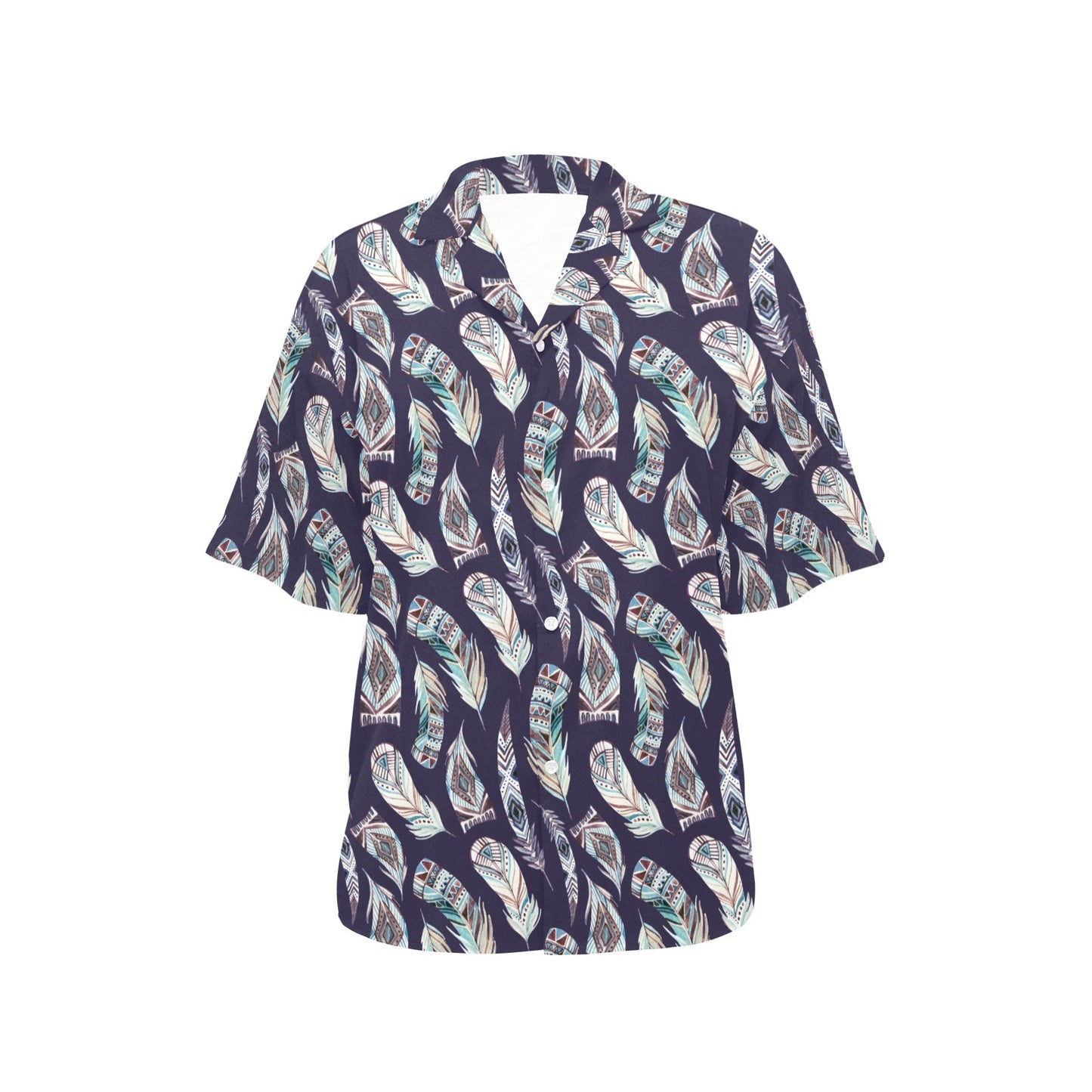 Feather Vintage Boho Design Print Women's Hawaiian Shirt