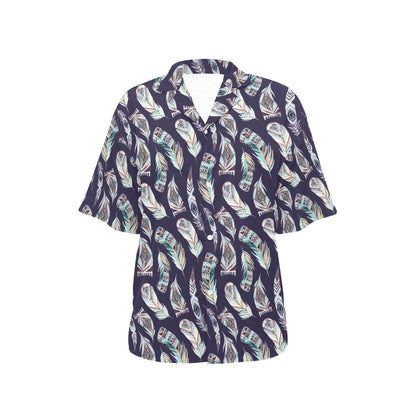 Feather Vintage Boho Design Print Women's Hawaiian Shirt