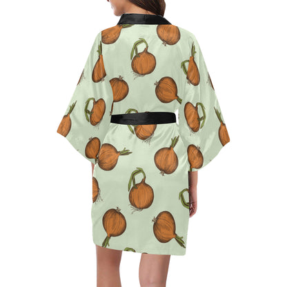 Onion Pattern Print Design A05 Women's Short Kimono
