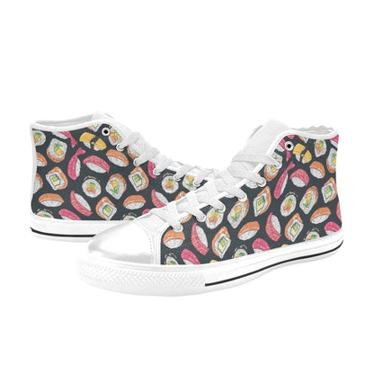 Sushi Print Design LKS306 High Top Women's White Shoes