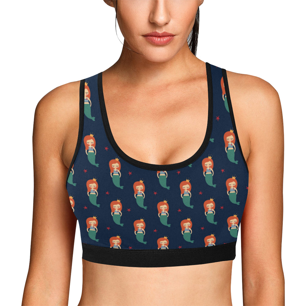 Mermaid Girl Pattern Print Design 01 Sports Bra