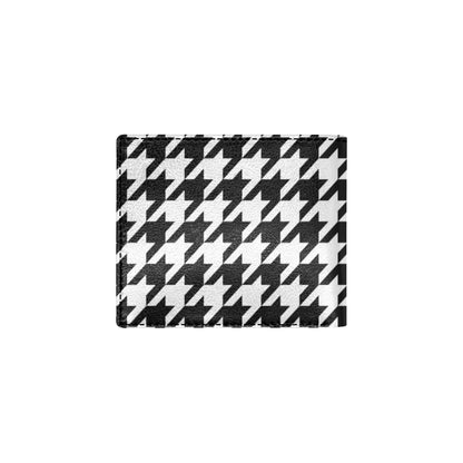 Houndstooth Black White  Pattern Print Design 05 Men's ID Card Wallet