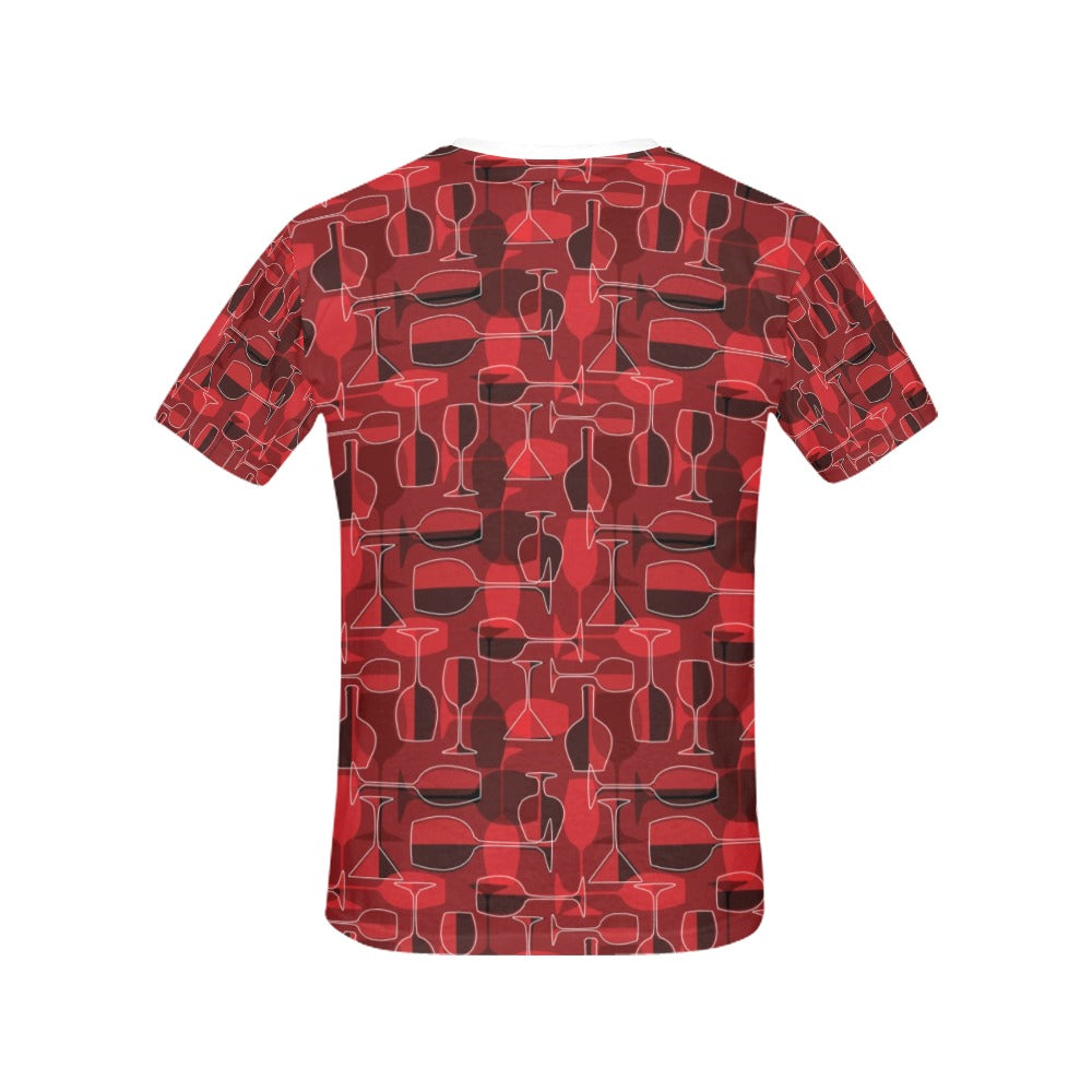 Wine Glass Print Design LKS301 Women's  T-shirt