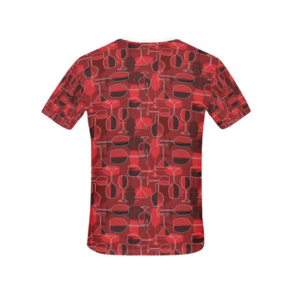 Wine Glass Print Design LKS301 Women's  T-shirt