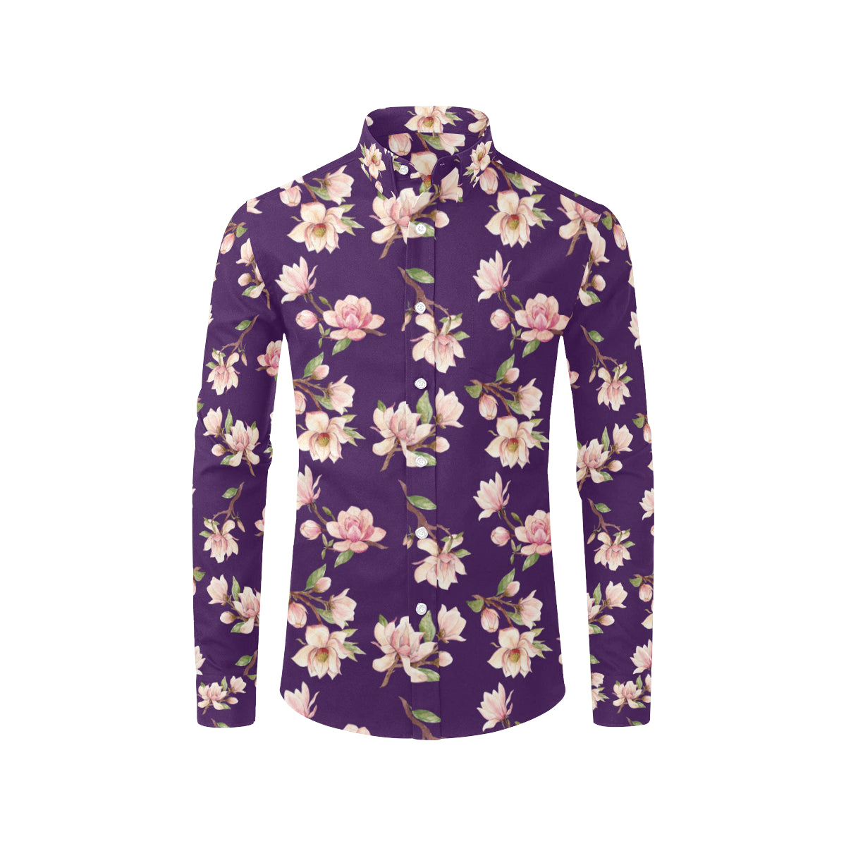 Magnolia Pattern Print Design MAG02 Men's Long Sleeve Shirt